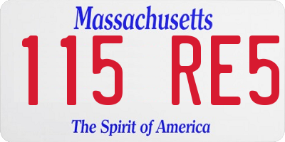 MA license plate 115RE5