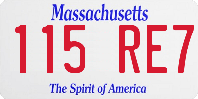 MA license plate 115RE7