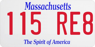 MA license plate 115RE8