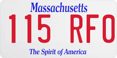 MA license plate 115RF0