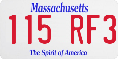 MA license plate 115RF3