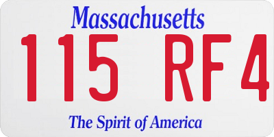 MA license plate 115RF4