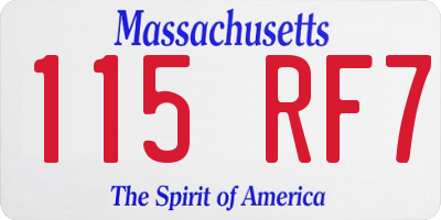 MA license plate 115RF7