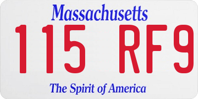 MA license plate 115RF9