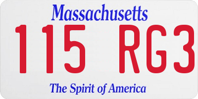 MA license plate 115RG3