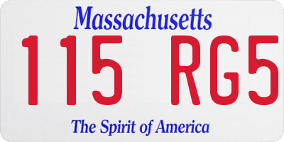 MA license plate 115RG5