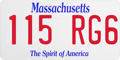 MA license plate 115RG6