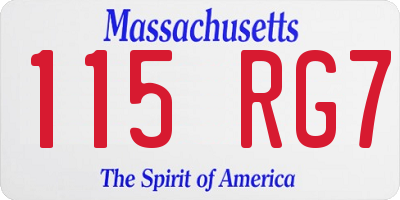 MA license plate 115RG7