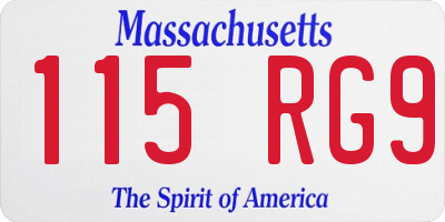MA license plate 115RG9