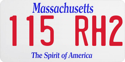 MA license plate 115RH2
