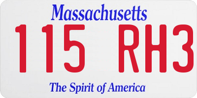 MA license plate 115RH3
