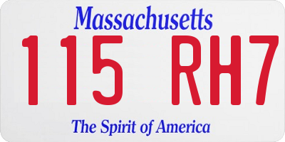 MA license plate 115RH7