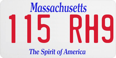 MA license plate 115RH9