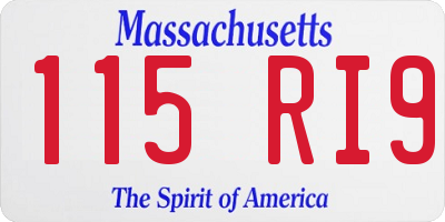 MA license plate 115RI9