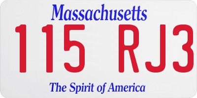 MA license plate 115RJ3