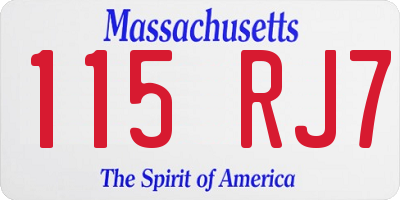 MA license plate 115RJ7