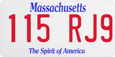 MA license plate 115RJ9