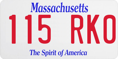 MA license plate 115RK0