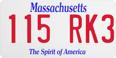 MA license plate 115RK3