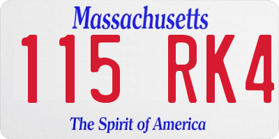 MA license plate 115RK4