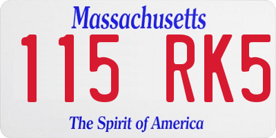 MA license plate 115RK5
