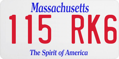 MA license plate 115RK6