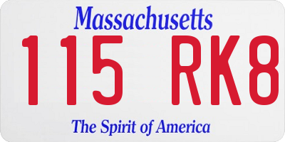 MA license plate 115RK8
