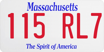 MA license plate 115RL7