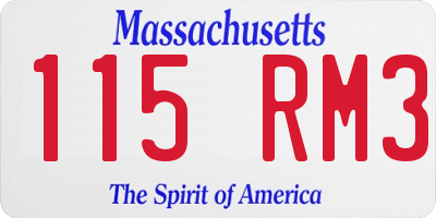 MA license plate 115RM3