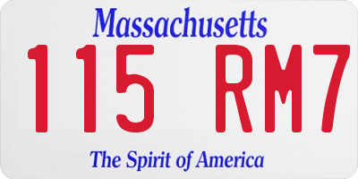 MA license plate 115RM7