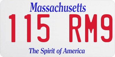 MA license plate 115RM9
