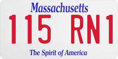 MA license plate 115RN1
