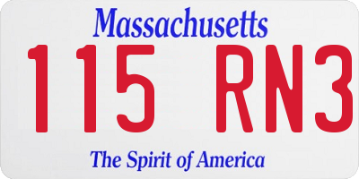 MA license plate 115RN3