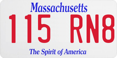MA license plate 115RN8