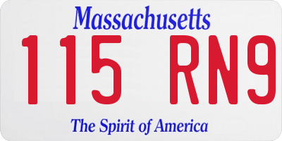 MA license plate 115RN9