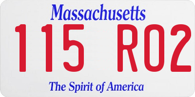 MA license plate 115RO2