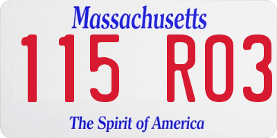 MA license plate 115RO3