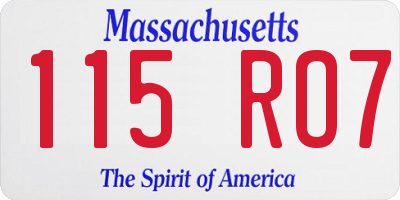 MA license plate 115RO7