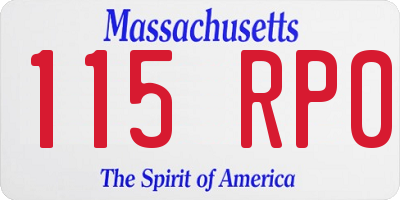 MA license plate 115RP0