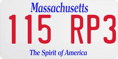 MA license plate 115RP3