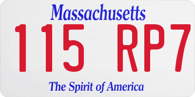MA license plate 115RP7