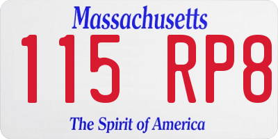 MA license plate 115RP8
