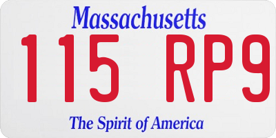 MA license plate 115RP9