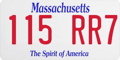 MA license plate 115RR7