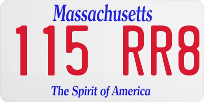 MA license plate 115RR8