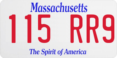 MA license plate 115RR9