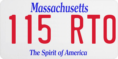 MA license plate 115RT0
