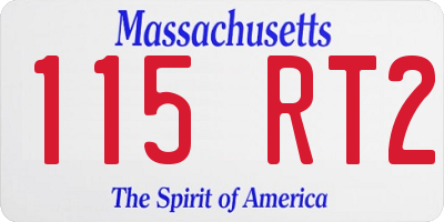 MA license plate 115RT2