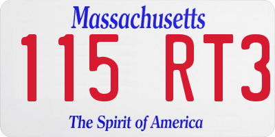MA license plate 115RT3