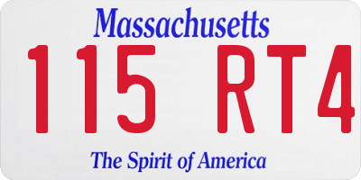 MA license plate 115RT4